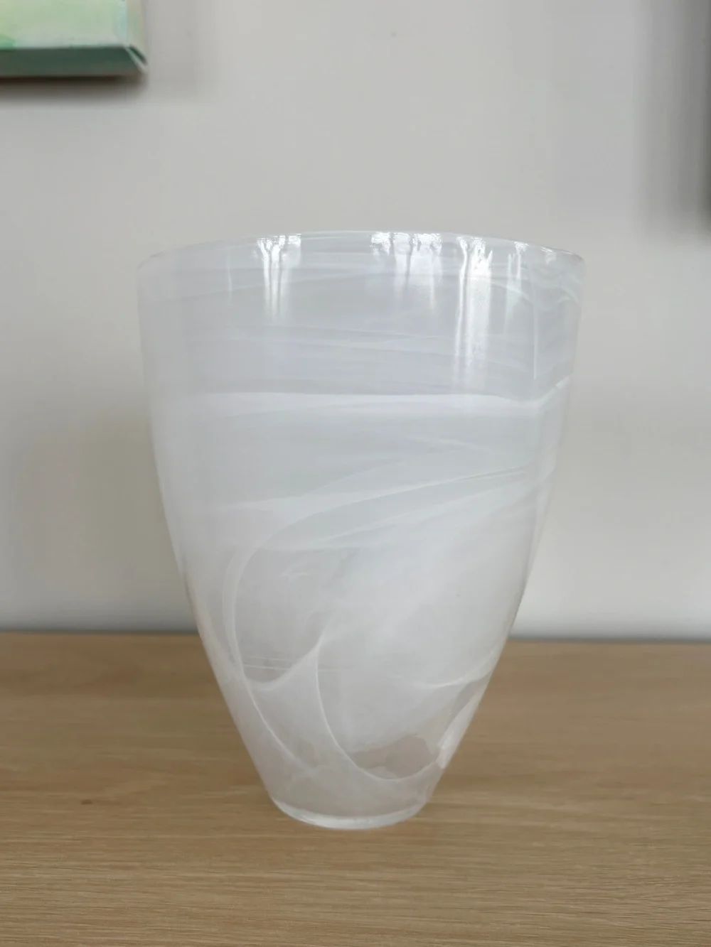 ART GLASS White Marble Swirl Vase